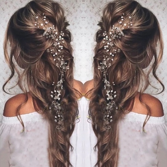 NWT Hair Vine Bridal Crystal Pearl Chain Headpiece Bride Wedding Photoshoot main image 5